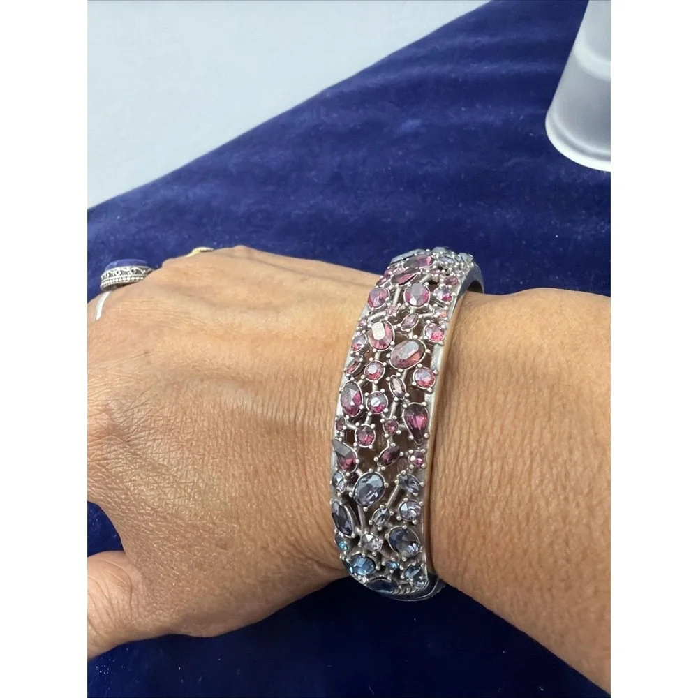 Brighton One Love Large Multi Color Crystal  bracelet Silver Tone .